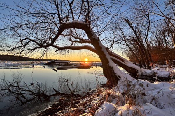 Winter Sunset at Violettes Lock by Kara McNulty